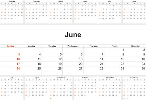 June 2018 desk calendar vector illustration, simple and clean design. Stock Illustration