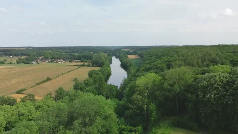 June 2022 - Push out aerial shot of Chāteau du Soudun 4K 60fps Stock Footage 203848110