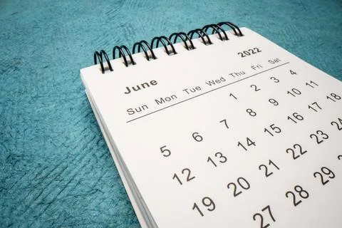 June 2022 - spiral desktop calendar Stock Photos