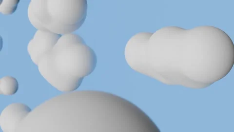 June 2026 2026 Loop 3D Puffy White Clouds Close Up Blue Sky 4K Animation Stock Footage 336561676