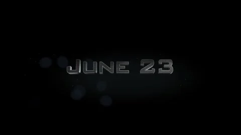June 23 3D title metal text on black alpha channel background Stock Footage 258090661