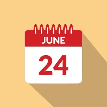 June 24 Calendar icon vector illustration. Stock Illustration