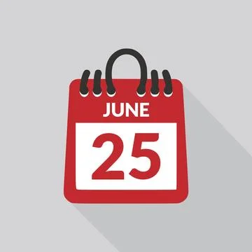 June 25 Calendar icon vector illustration. Stock Illustration