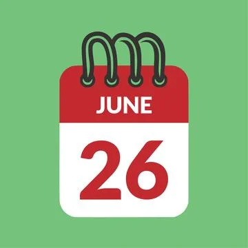 June 26 Calendar icon vector illustration. Stock Illustration
