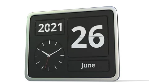June 27 date on the flip clock calendar, 3d animation Stock Footage 146511196