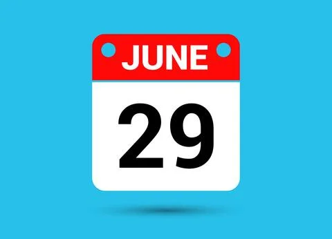 June 29 Calendar Date Flat Icon Day 29 Vector Illustration Stock Illustration