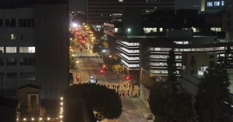 June 3 2020 BLM Protest LAPD Riot Squad Downtown Los Angeles Stock Footage 197896376