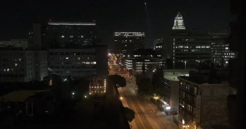 June 3 2020 BLM Protests LAPD Helicopter Riot Squad Downtown Los Angeles Stock Footage 197893601