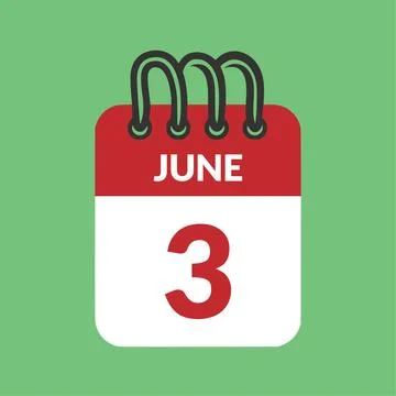 June 3 Calendar icon vector illustration. Stock Illustration