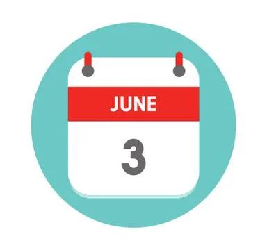June 3. Vector flat daily calendar icon. Date and time, day, month. Holiday - Stock Illustration