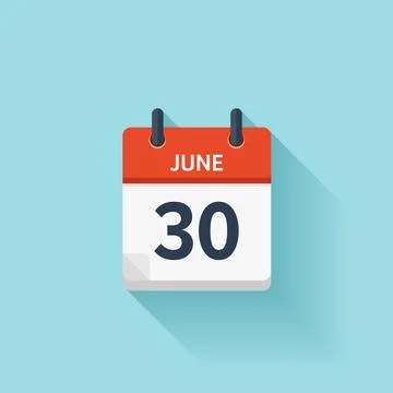 June 30 . Vector flat daily calendar icon. Date and time, day, month. Holiday. Stock Illustration