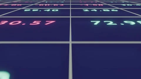 June 4 2026 Financial Data Tech Close Up Neon Numbers Grid Loop Stock Footage 336333684