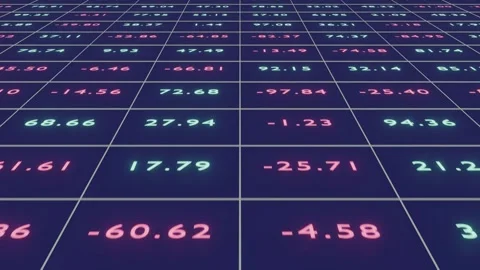 June 4 2026 Financial Data Tech Neon Numbers Scrolling Grid Loop 4K Vidéo 336333686