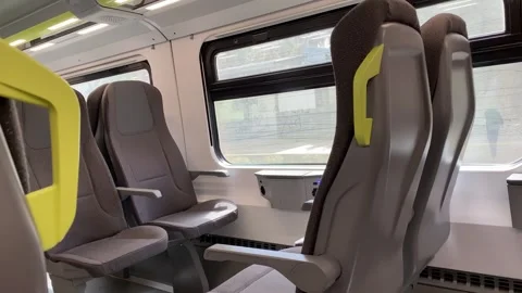 June 5, 2026 - Italy - Empty passenger train carriage with seats 库存影片 338054935