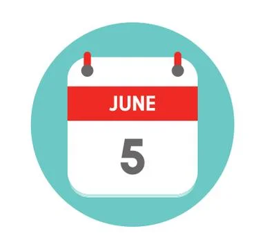 June 5. Vector flat daily calendar icon. Date and time, day, month. Holiday - Stock Illustration