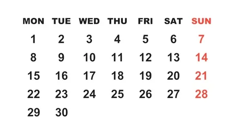 June 6, 2026, Animated 2030 planner showcasing June calendar, highlighting June Stock Footage 320080237