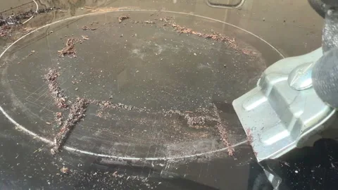 June 7 2026 Cleaning Dirty Glass Cooktop Burnt Residue Blade Scraper Kitchen Stock Footage 336503855