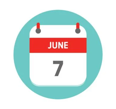 June 7. Vector flat daily calendar icon. Date and time, day, month, Holiday - Stock Illustration