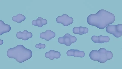 June 8 2026 Loop Purple Pastel Cartoon Clouds Mint Blue Sky 4K Animation Stock Footage 336561679