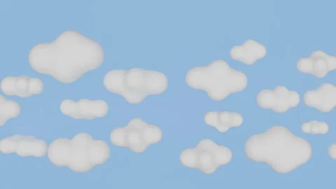 June 8 2026 Seamless Loop Cartoon Flat White Clouds Moving Blue Sky 4K Animation Stock Footage 336561678