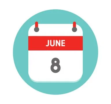 June 8. Vector flat daily calendar icon. Date and time, day, month, Holiday - Stock Illustration