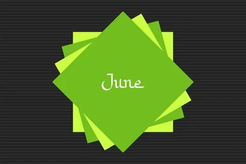 June Arabic style typography text on green square shape vector illustration Stock Illustration