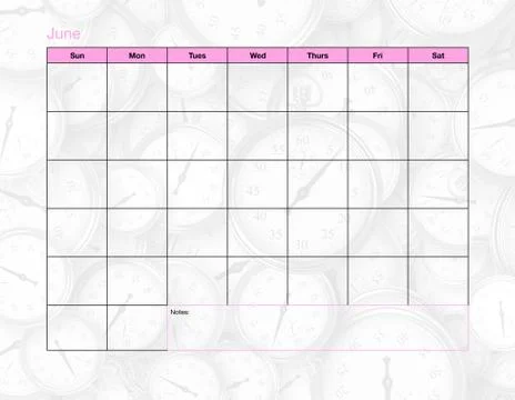 June Blank Calendar Stock Illustration