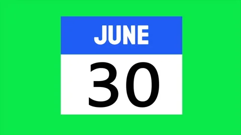 June calendar animation, motion objects separated on green screen Video stock 220797914
