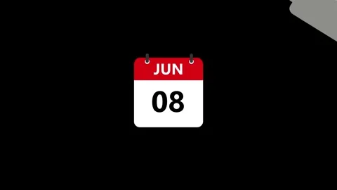 June Calendar, Date counting Display Animation isolated on black background Stock Footage 321412612