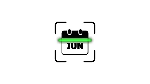 June calendar icon scan animation with glowing horizontal progress bar on w.. Stock Footage 346498520