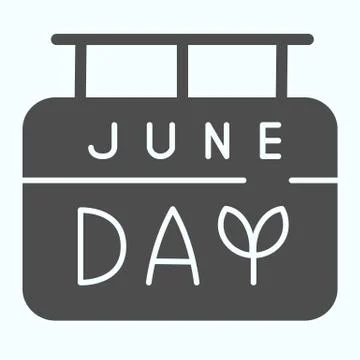 June calendar solid icon. Typographic vector illustration isolated on white Illustrazione stock