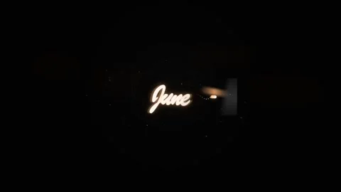 June Month Name Glowing Cursive Text Animation Dark Background Stockbeeldmateriaal 332695223