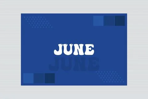 June Month typography on blue background. Illustrazione stock