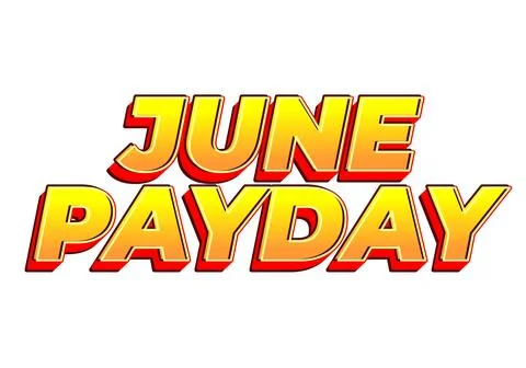 June Payday. Text effect for promotion ads about payday in june. yellow red.. Stock Illustration