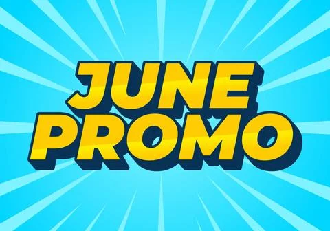 June promo. Text effect in 3D look with eye catching colors Illustrazione stock