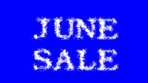 June Sale cloud text effect blue isolated background Stock Footage 139605762