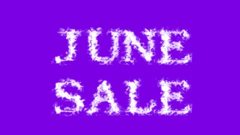 June Sale cloud text effect violet isolated background Video stock 139605777
