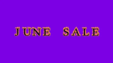 June Sale fire text effect violet background Stock Footage 136066313