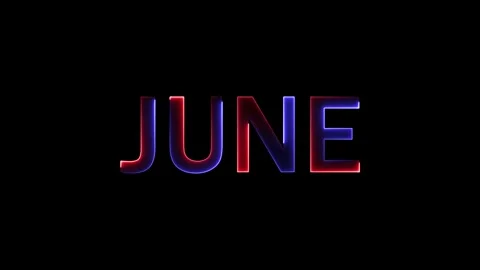 June text animation with red and blue neon glow effect on black background .. Stock Footage 333878236