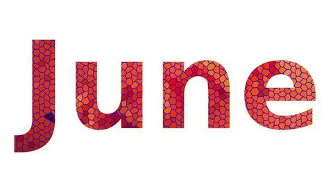 June text image stock design in colorful style letters Stock Illustration