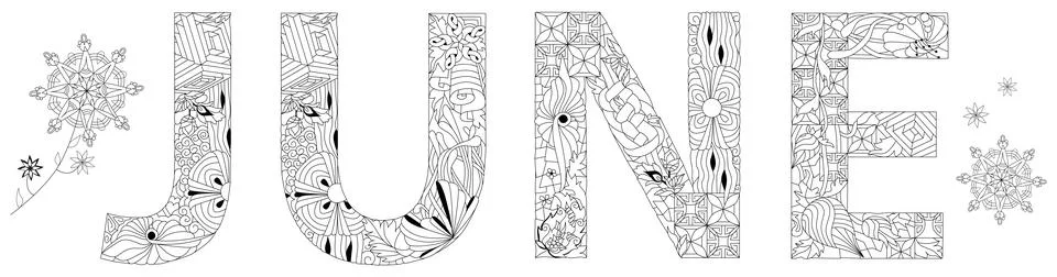 JUNE. Vector zentangle object for coloring, for decoration, for any purpose イラスト素材