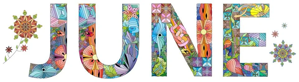JUNE. Vector zentangle object for decoration for any purpose Stock-Illustration