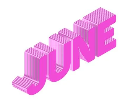 June word typography 3d rendering isolated white background Stock Illustration