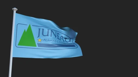 Juneau Alaska - Loopable 3D flag animation with Alpha Channel and Transparenc 스톡 동영상 91047535