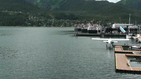 Juneau, float planes and coast guard ships Stock Footage 8622384