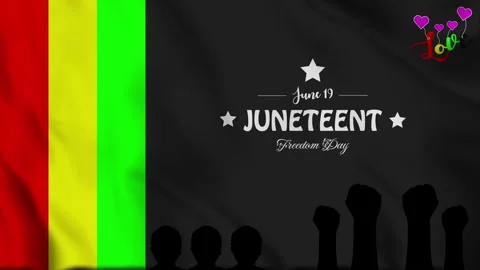 Juneteenth background featuring a flag with the words juneteenth and freedom day Video stock 310795341