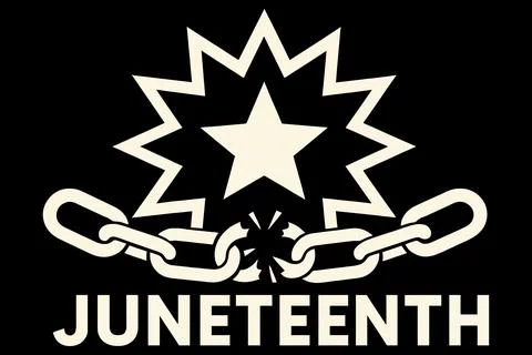Juneteenth celebration graphic design freedom star burst Stock Illustration