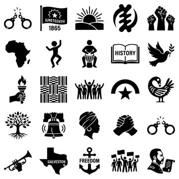 Juneteenth Celebration Icon Set Representing African American History Stock-Illustration