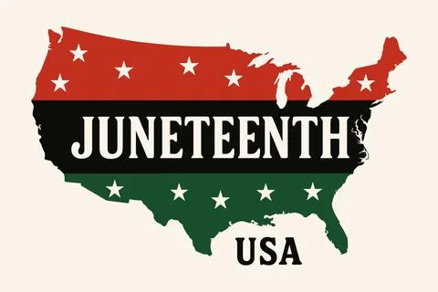 Juneteenth celebration usa map graphic design Stock Illustration