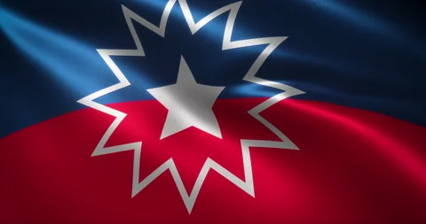 Juneteenth Flag, African American Flag with waving folds, close up view Stock Footage 160025826
